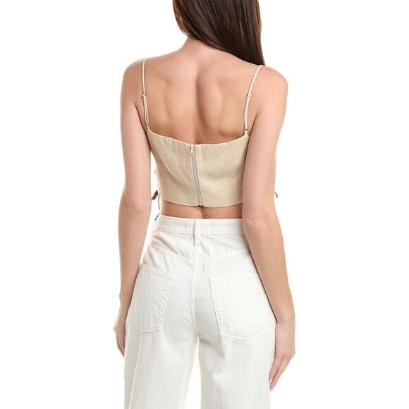 Hevron Womens  Luisa Linen Crop Top, Brown - Picture 2 of 3